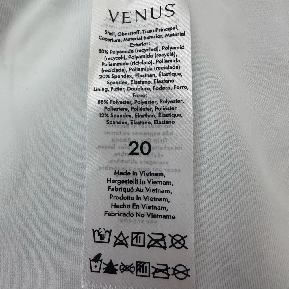 VENUS Maldives Plunge One Piece Swimsuit in Blue and White Pattern